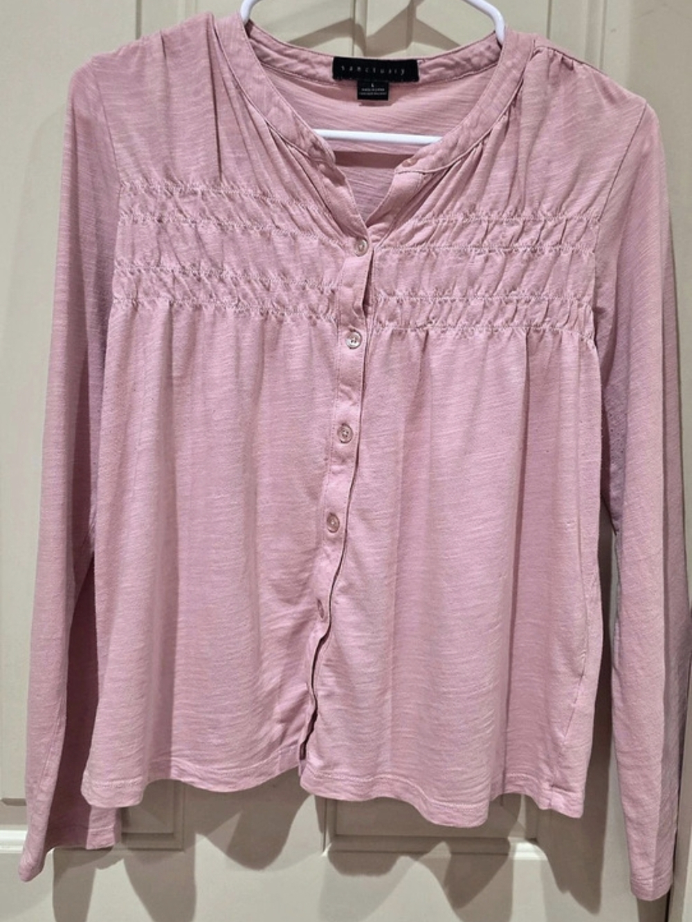 Sanctuary Pink Long Sleeve Button-Front Top Womem Size Large